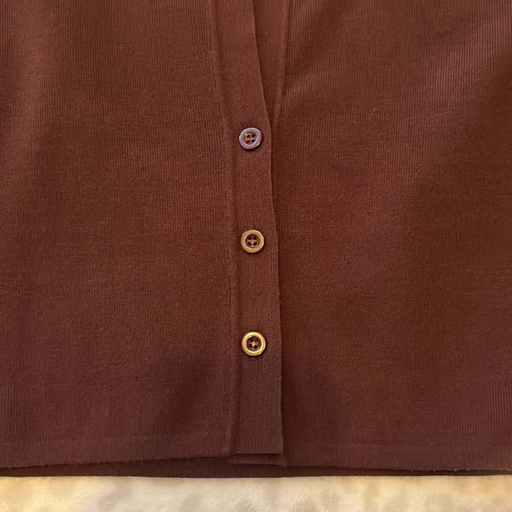 Brown Collard Cropped Button Down Top - image 4